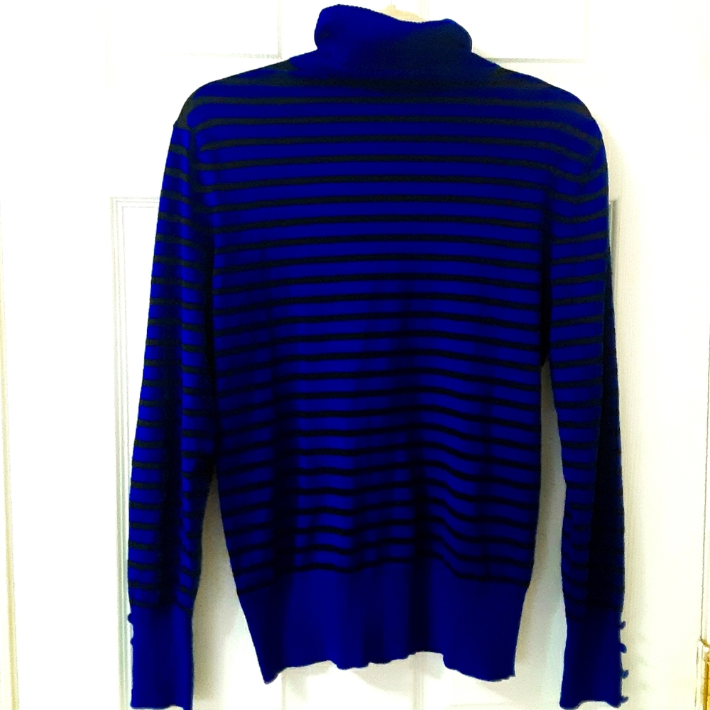 Melissa Paige Size L Large Blue & Black Sweater - Picture 4 of 9